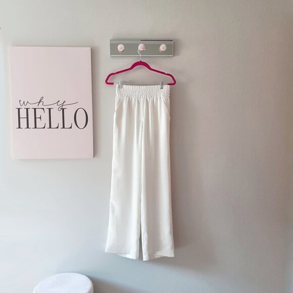 NWT Cinq à Sept ivory shiny wide leg pants, XS - Picture 13 of 16